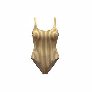 H&M Mustard and White Striped One Piece Swimsuit